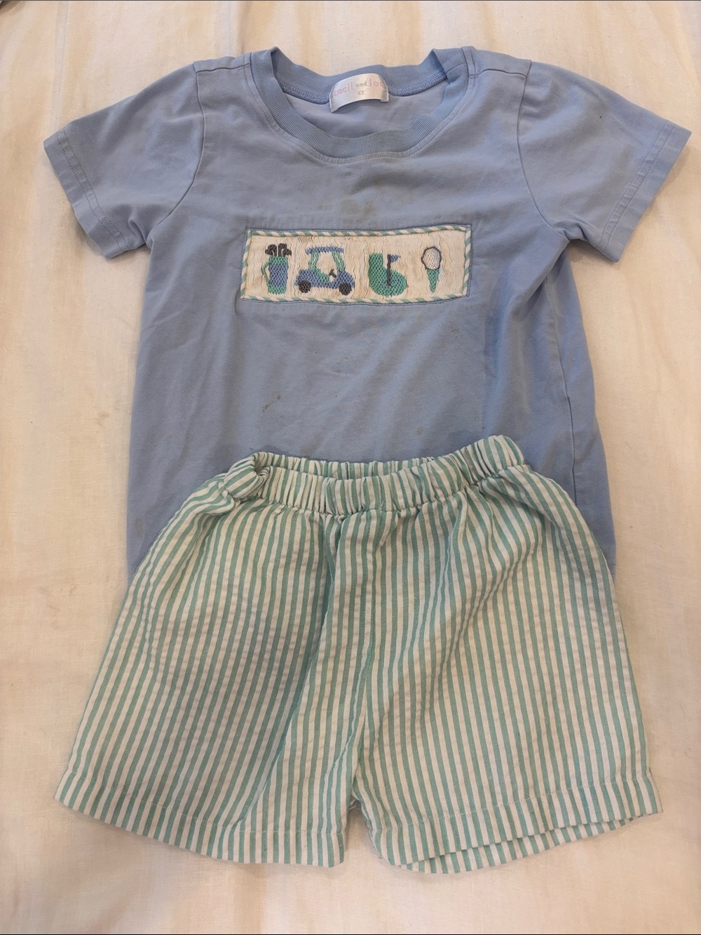 Children's Light Blue Smocked Golf Short set